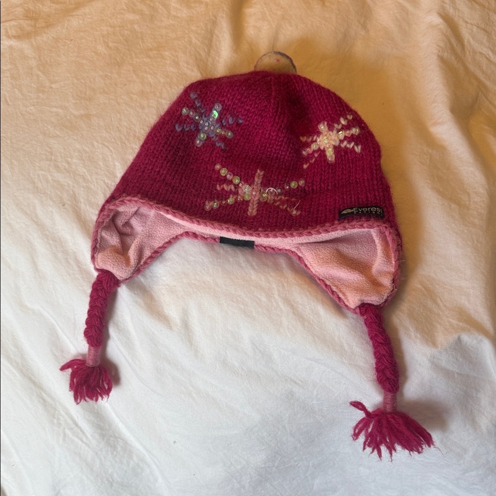 Everest Designs Pink Knit Kids Hat with Earflaps